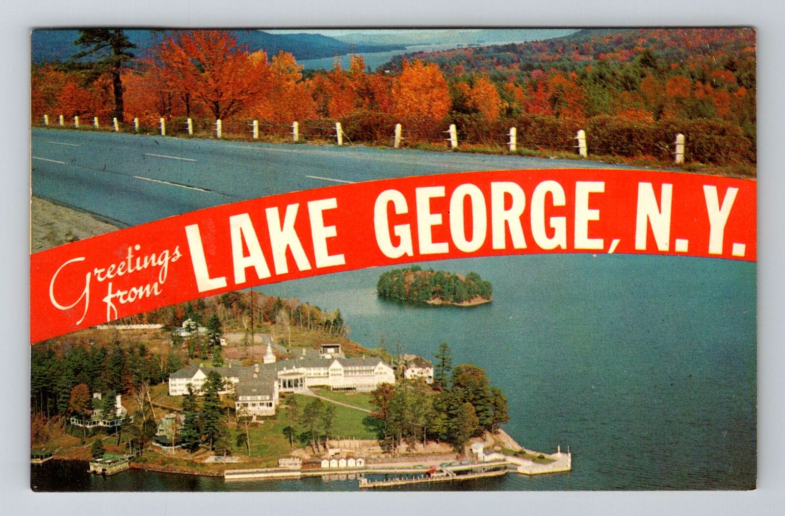 Lake George NY-New York, General Banner Greetings, c1978 Vintage Postcard
