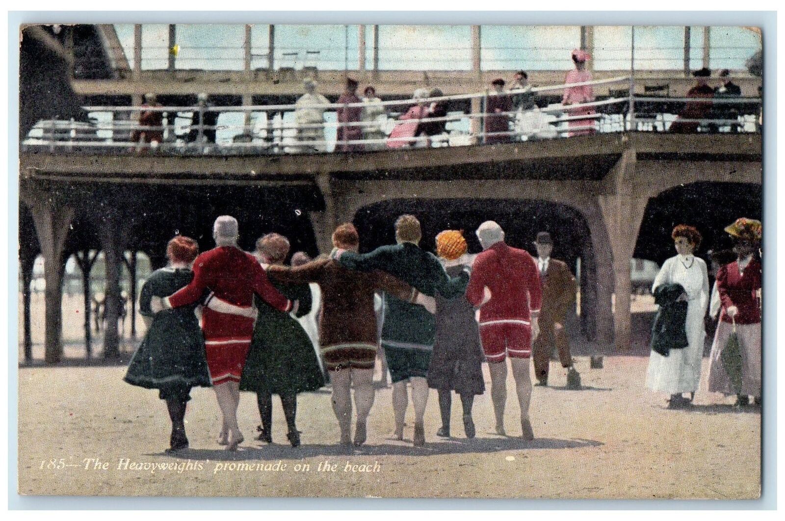 1910 The Heavyweights Promenade On The Beach Atlantic City New Jersey Postcard