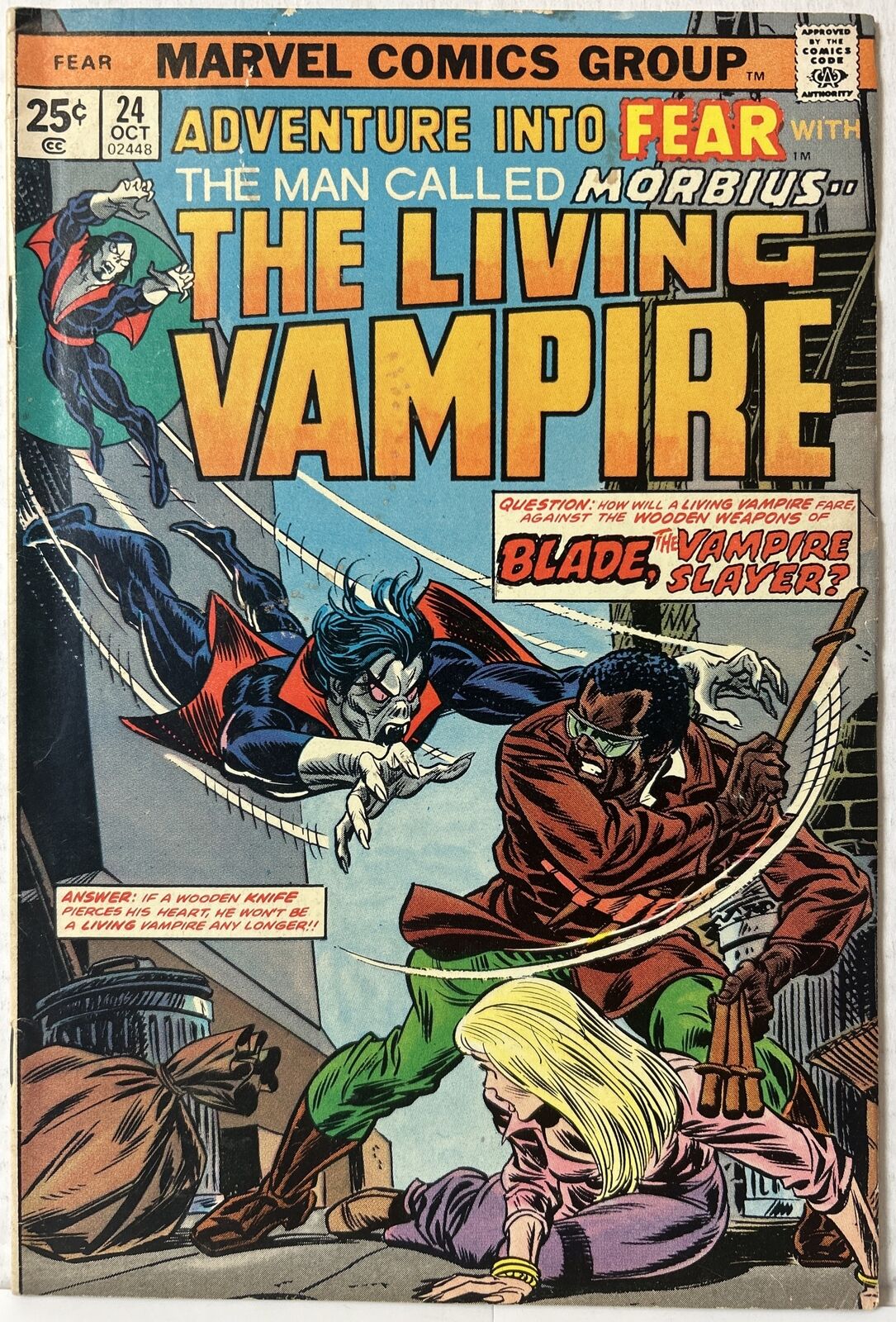 Adventure Into Fear #24 Bronze Age Marvel Comics 1st Meeting Blade Morbius VG+