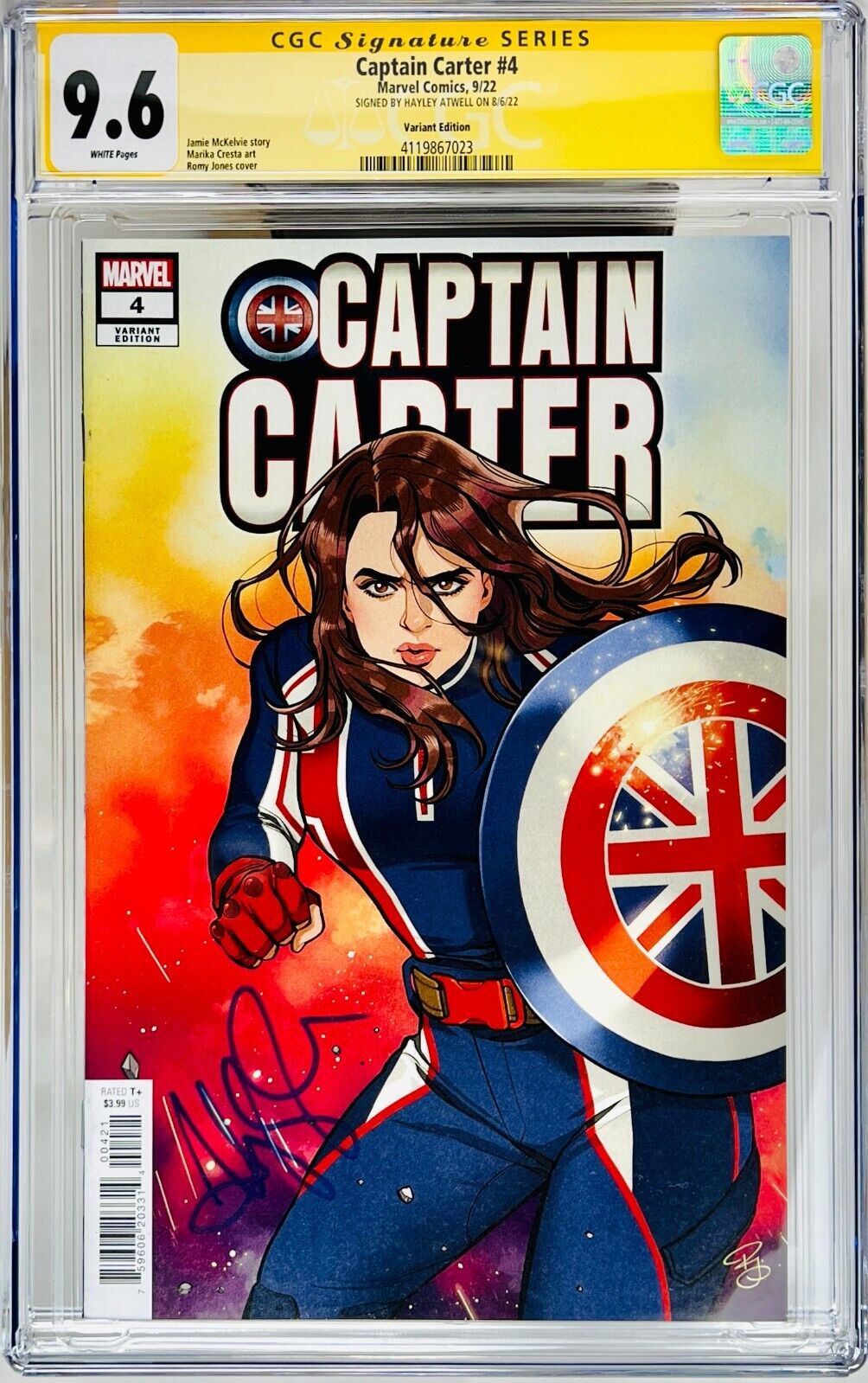 CGC Signature Series Graded 9.6 Captain Carter #4 Variant Signed Hayley Atwell