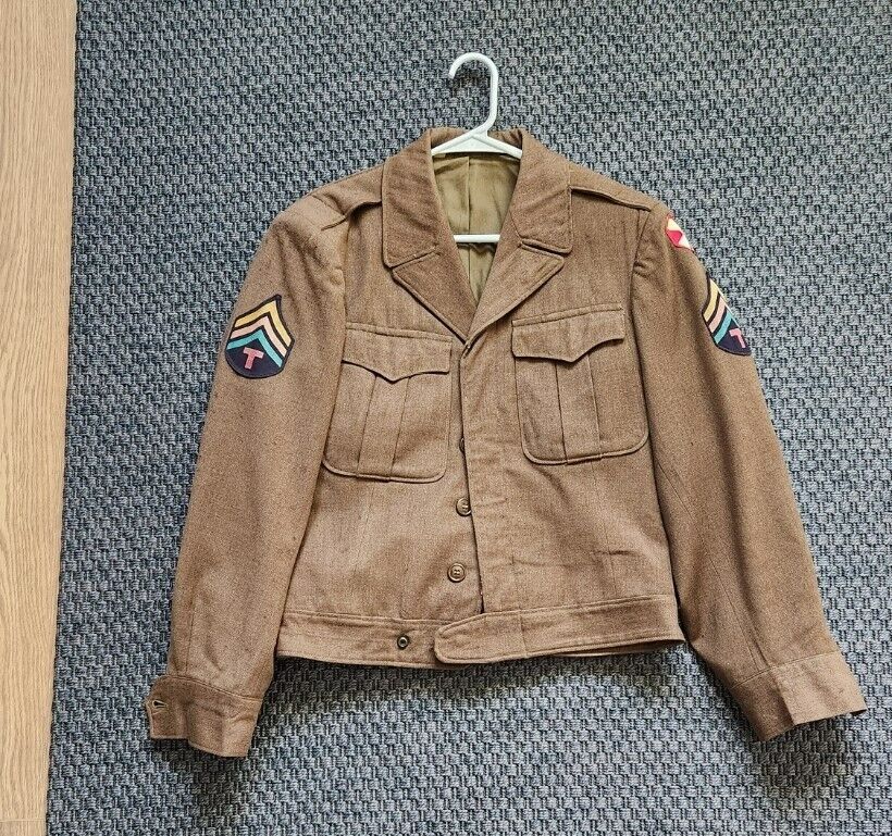 WW2 “Ike” Wool Field Coat Mens With Patches Size 36R WWII 40s US Vintage Army