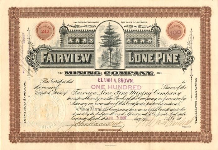 Fairview Lone Pine Mining Co. - Mining Stocks