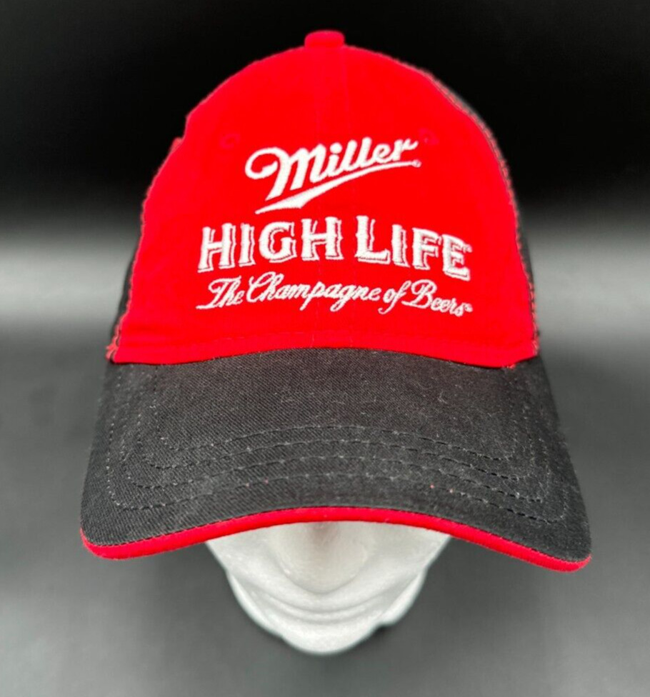RARE Miller High Life Beer Red/Black SnapBack Embroidered Headwear Cap Hat