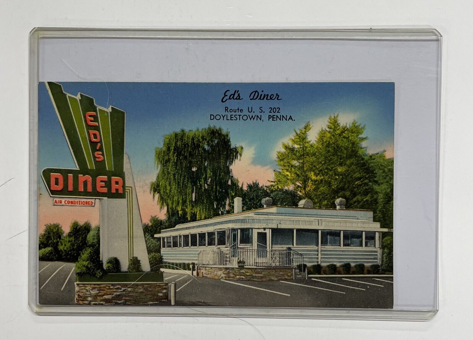 Ed's Diner Doylestown PA Chrome Tichnor Gloss Vintage Unused Penna Postcard