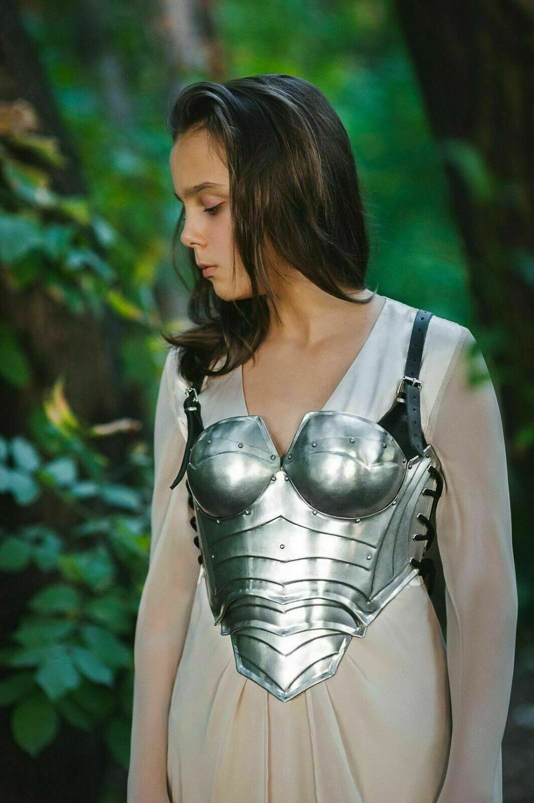 Medieval Female Warrior Lady Steel Corset Cosplay Breastplate Armor Costume