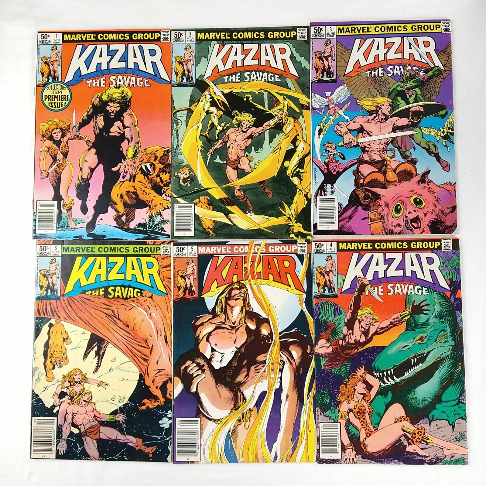 Kazar The Savage #1 2 3 4 5 6 All Newsstand Lot (1981 Marvel Comics)