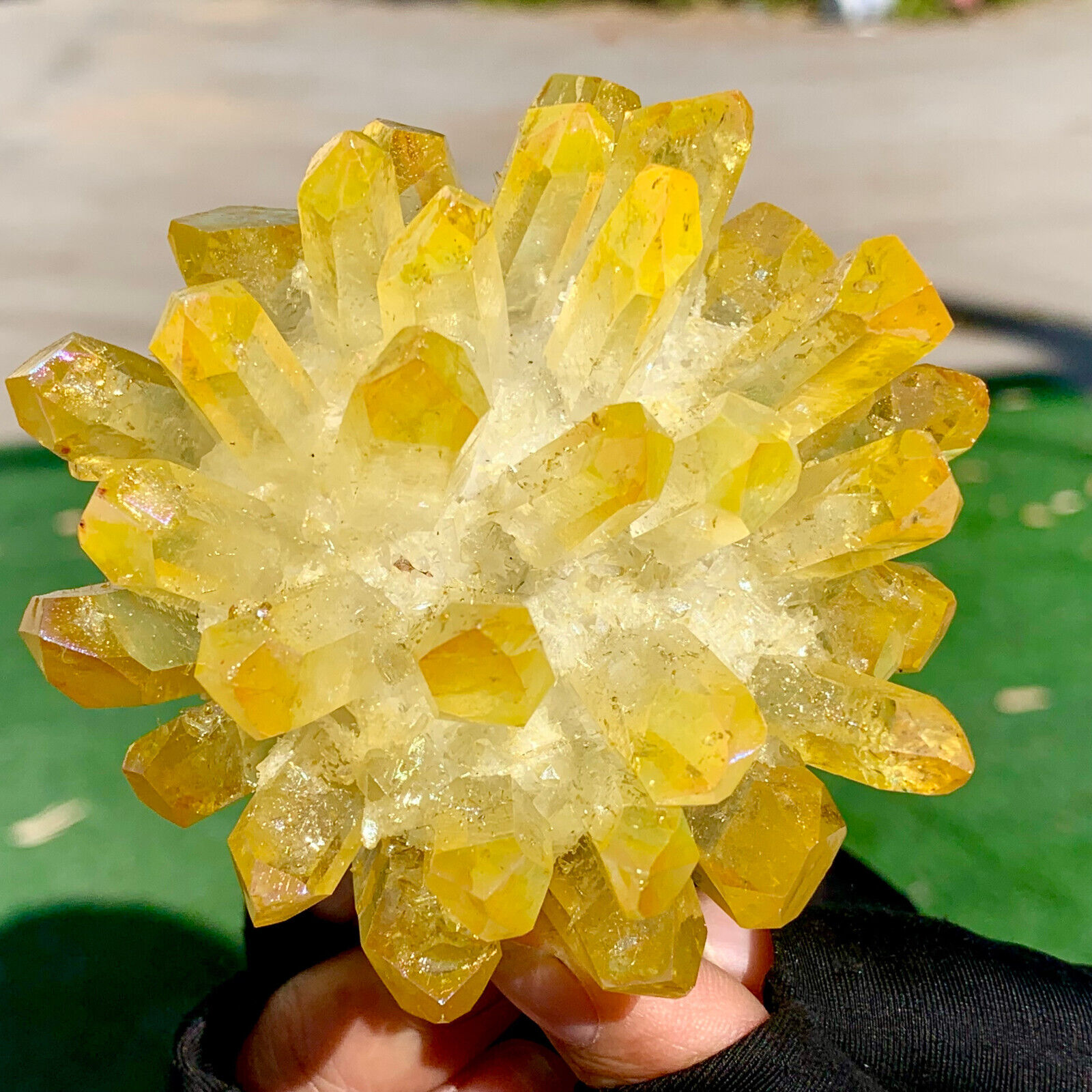 308G New find yellow phantom quartz crystal cluster mineral sample