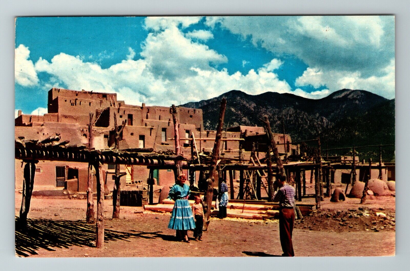 Taos NM-New Mexico, Taos Pueblo, Exterior, Scenic, Vintage Postcard