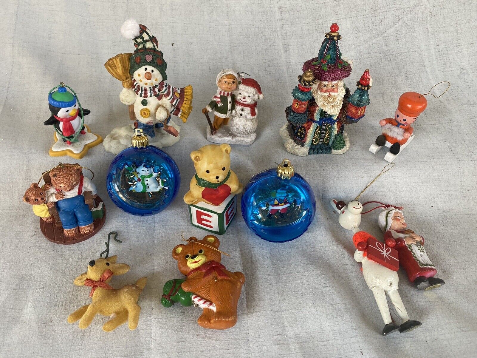 Vintage Mixed Material Christmas Ornaments-decorations Lot Of 13