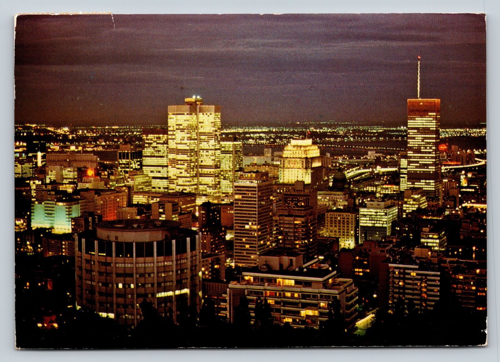 c1981 Aerial Night View of Montreal Quebec Canada 4x6