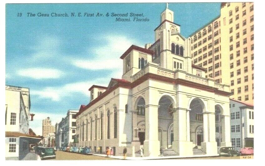 Miami FL  Florida The Gesu Church Circa 1960 Postcard
