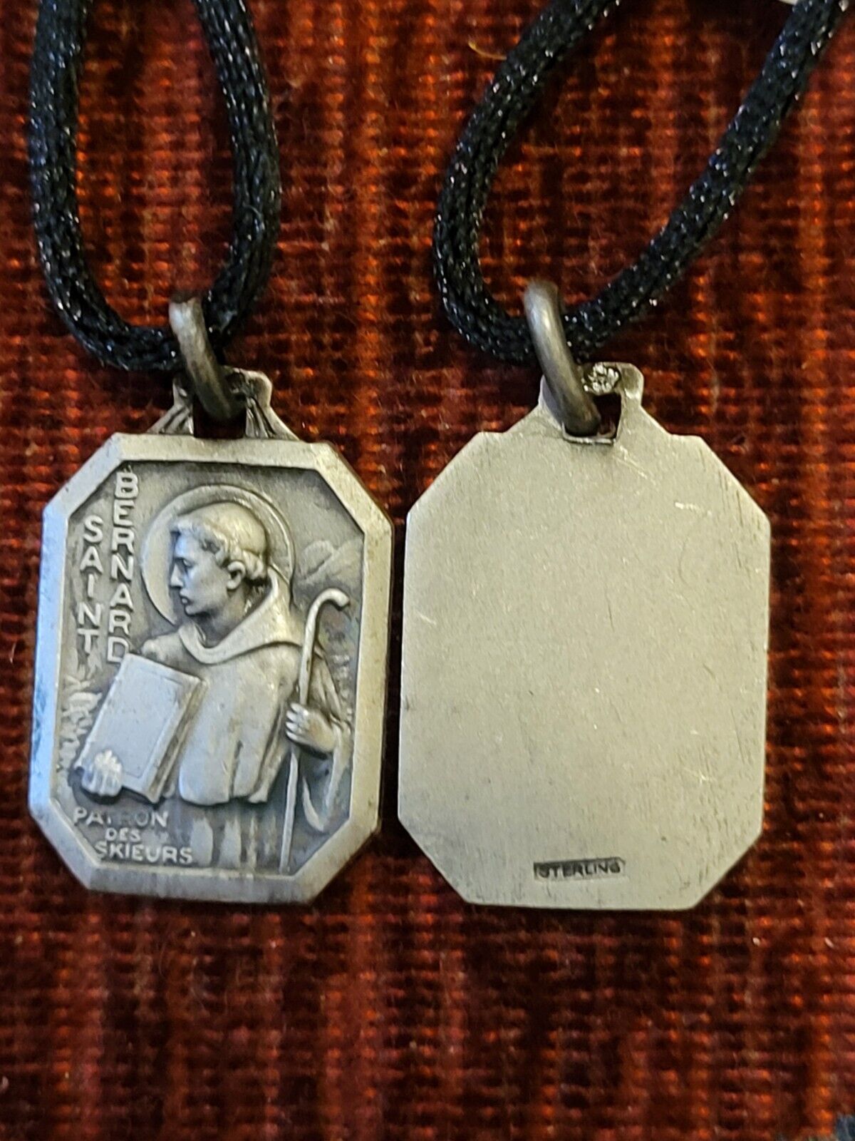 St. Bernard Sterling Vintage & New Holy Medal Religious France Patron of Skiers