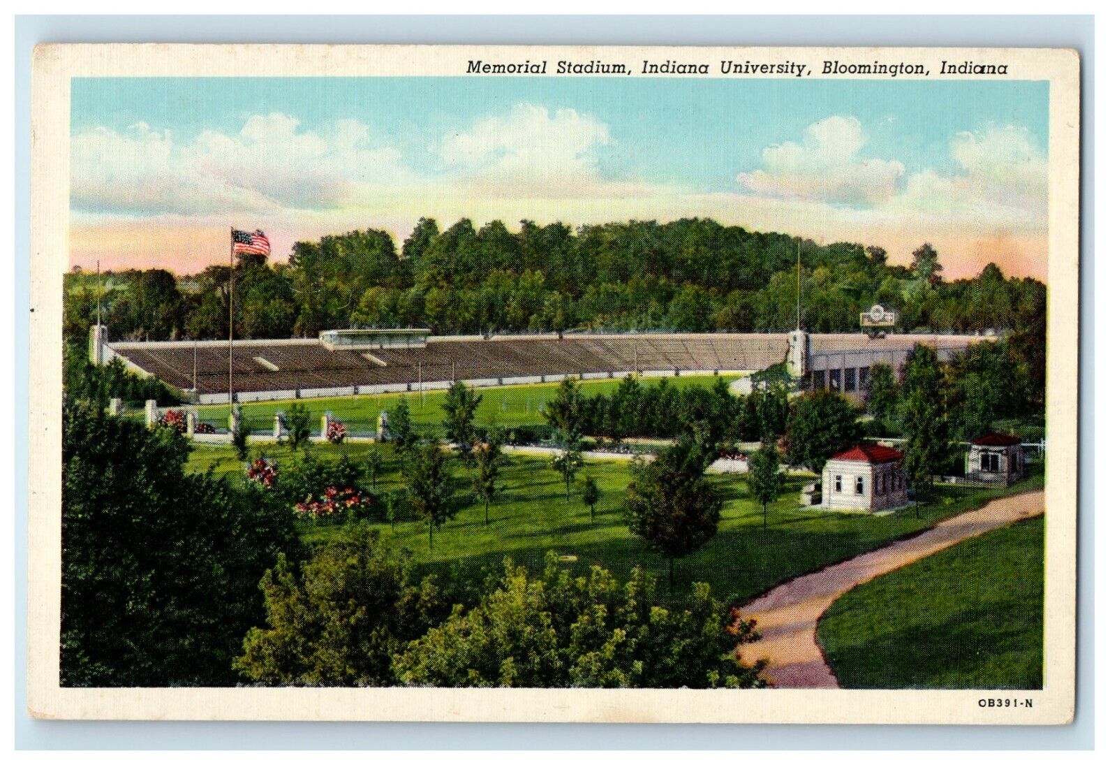c1930's Memorial Stadium Indiana University Bloomington Indiana IN Postcard