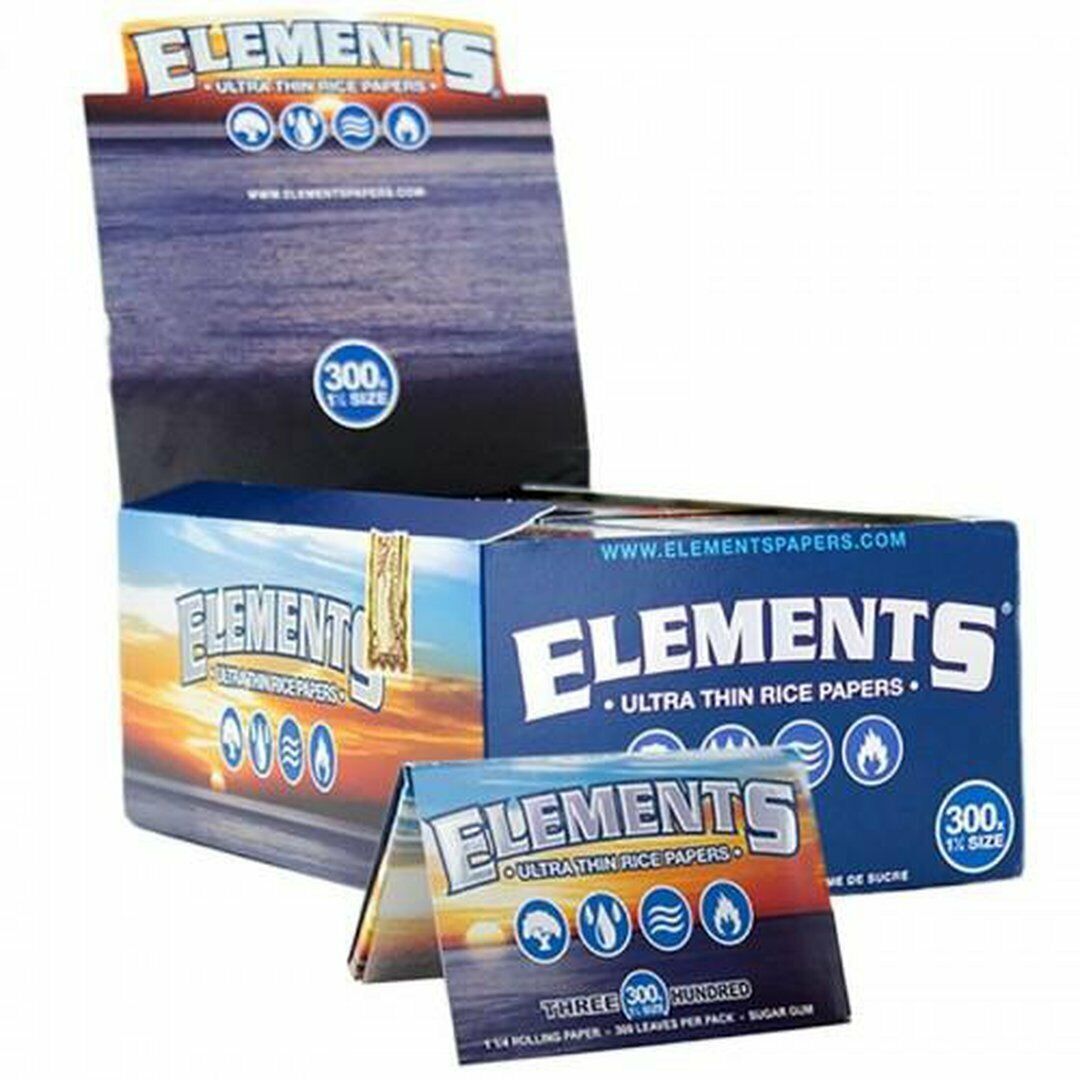 ELEMENTS 1 BOX ElEMENTS 300 X 1 1/4 (1.25) ROLLING PAPERS ULTRA THIN RICE 20 PK