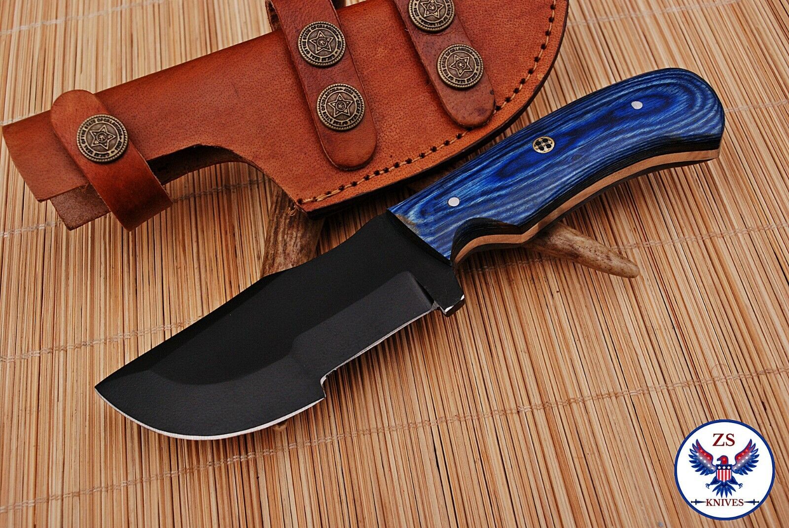 TRACKER 1095 CARBON STEEL TRACKER HUNTING KNIFE WITH WOOD HANDLE - ZS 81