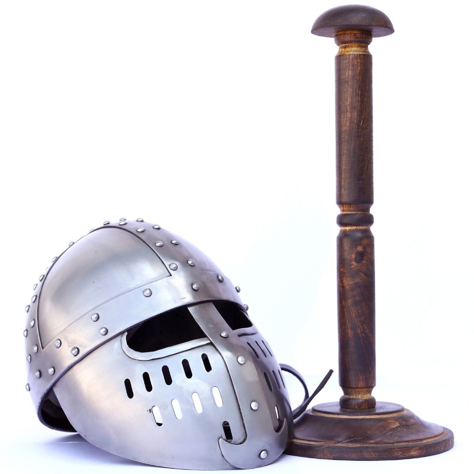 Norman Faceplate Crusader Spangenhelm Steel Helmet