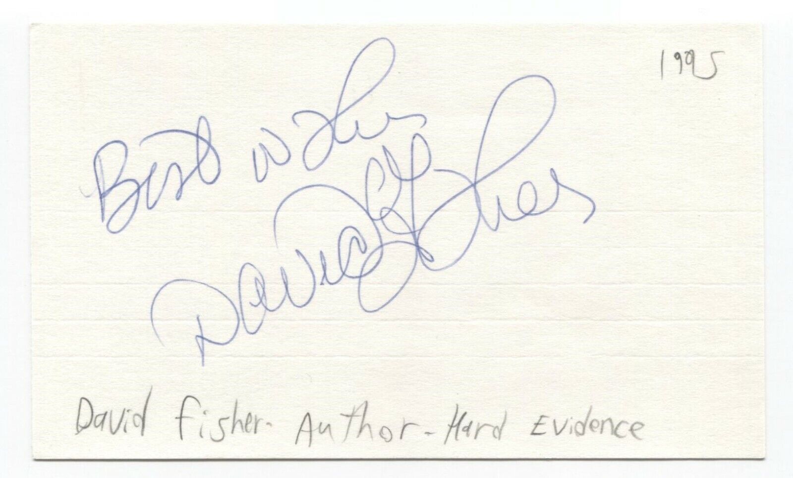David Fisher Signed 3x5 Index Card Autographed Signature Author Writer