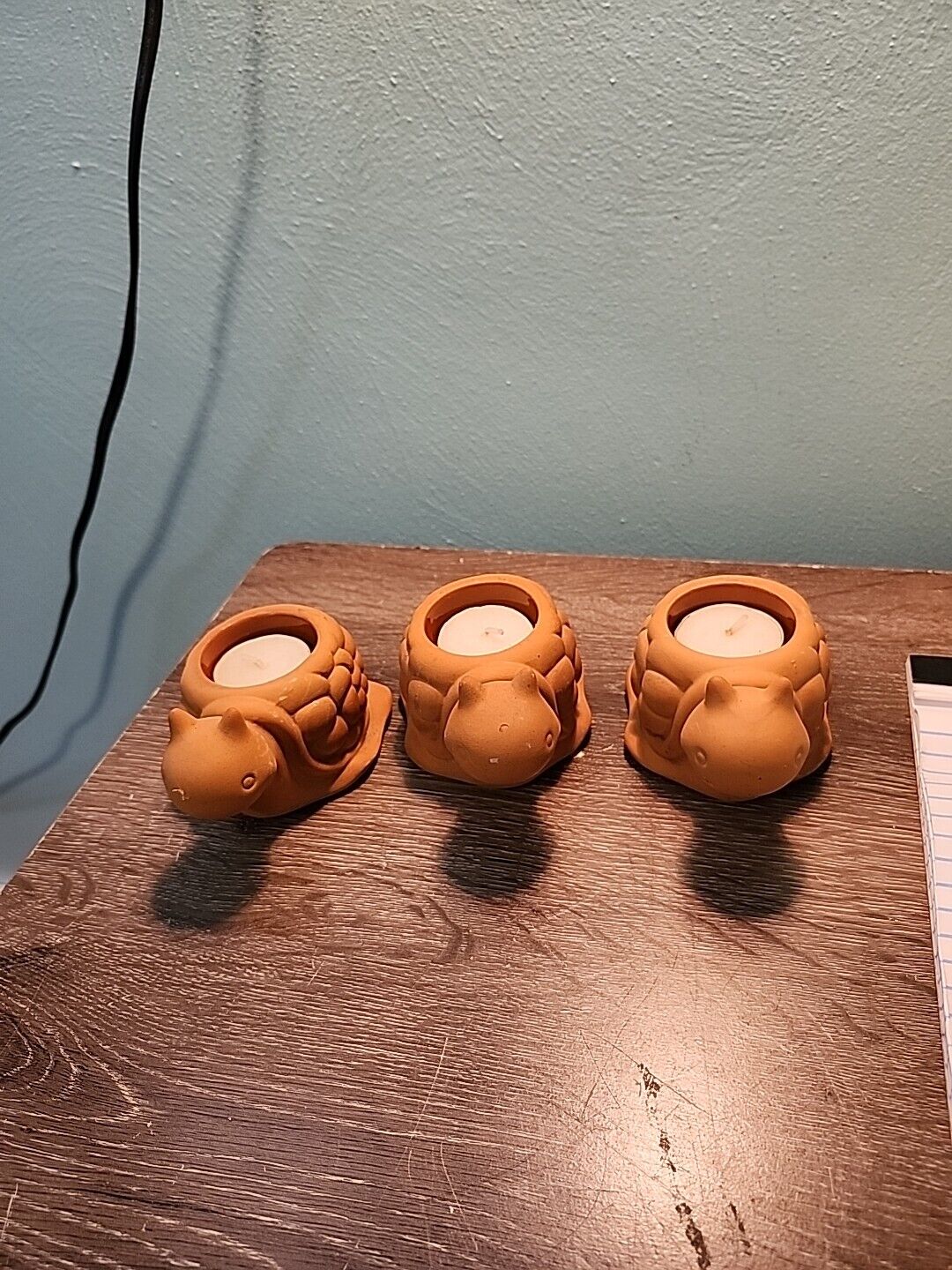 PartyLite Wee Three Terra Cotta Snail Tealight Holders ~ MINT  Pre-Owned ~  A38