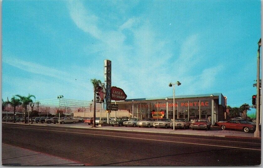 c1960s ANAHEIM California Postcard CASEY-BECKHAM PONTIAC Car Dealership Unused