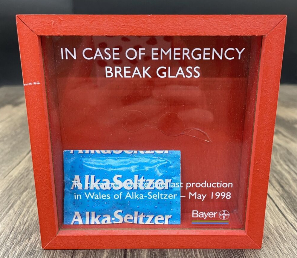 Vintage Alka Seltzer Last Production in Wales Display Shadow Box Bayer 1998