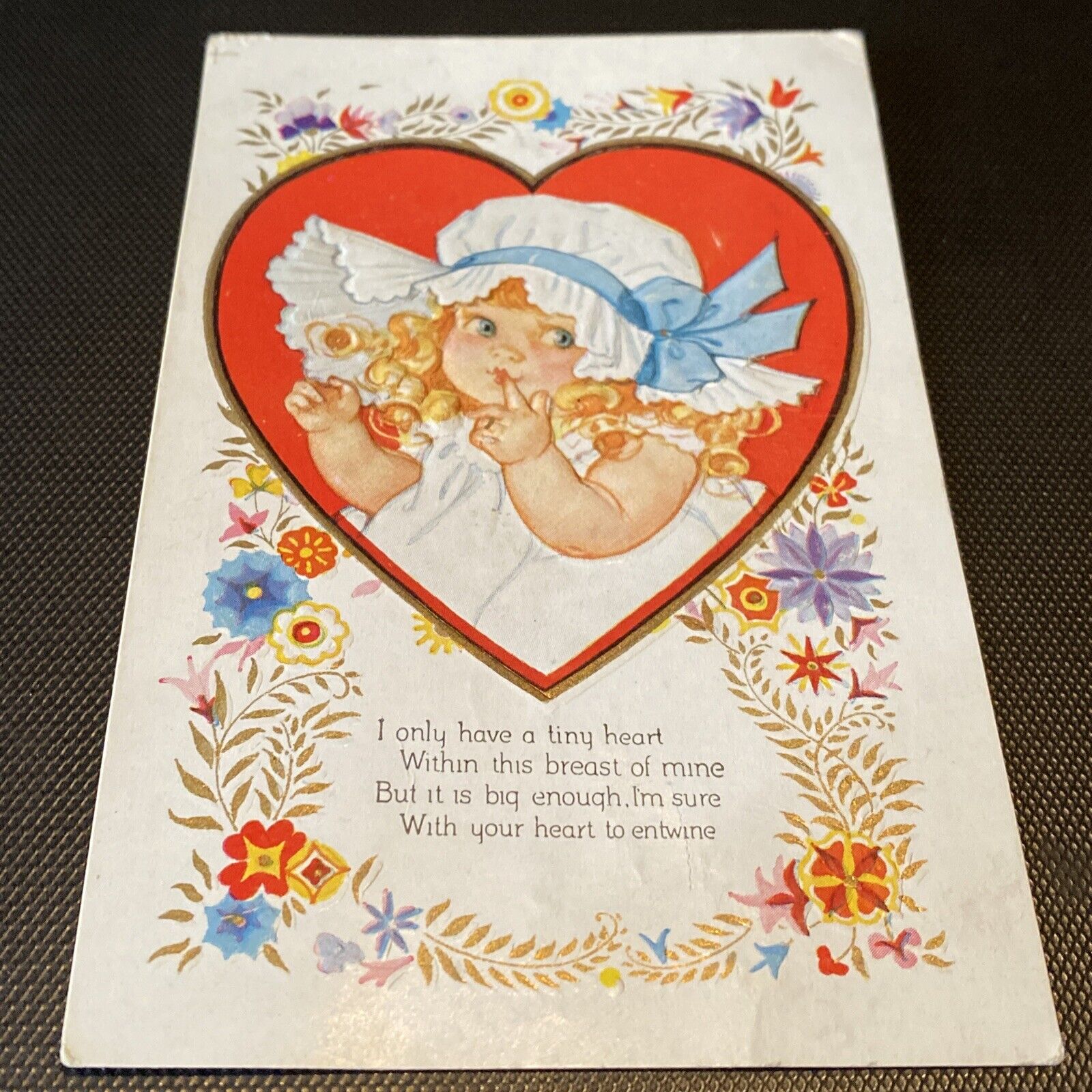 VTG Valentines Day Postcard Cute Little Girl Made In USA 456