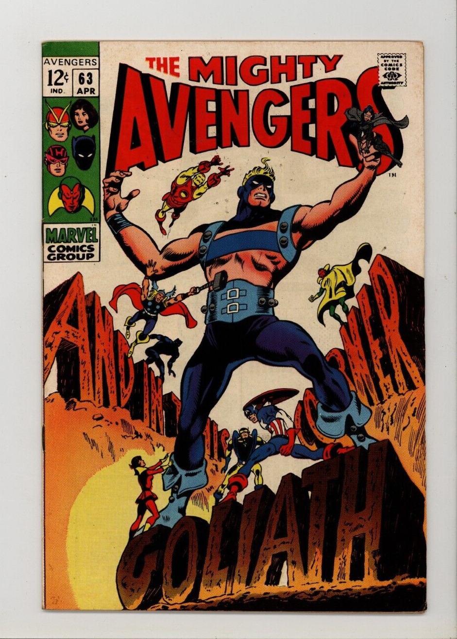 Avengers 63 VF- Goliath & Mad Thinker Appearance 1969