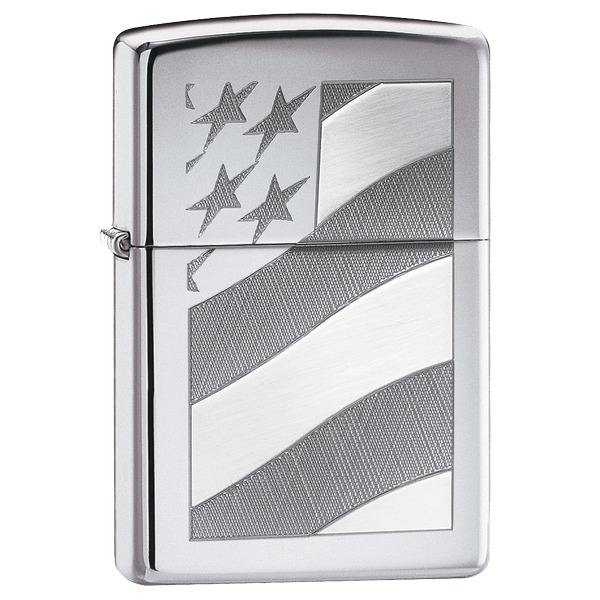 ZIPPO 21068 OLD GLORY FLAG CHROME POCKET LIGHTER WINDPROOF MADE IN USA REUSEABLE