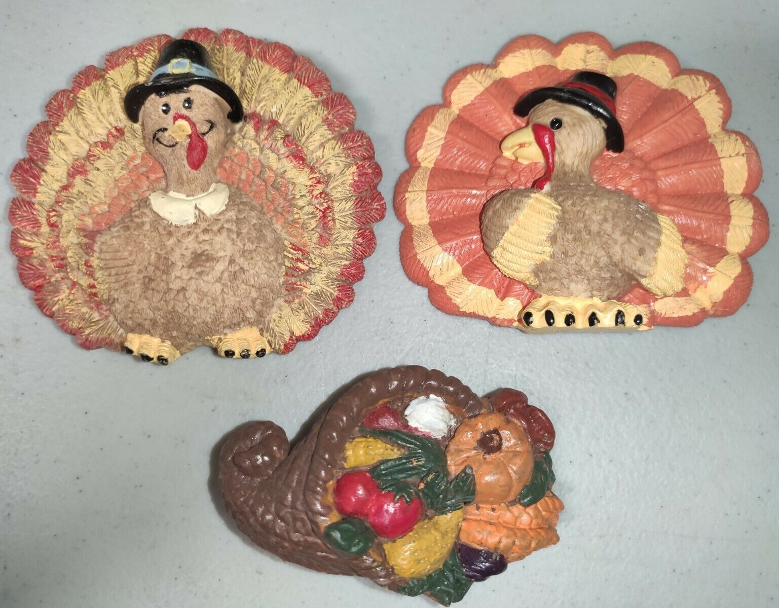 Thanksgiving Refrigerator Magnets- Turkeys And Signed Cornucopia ***Read***