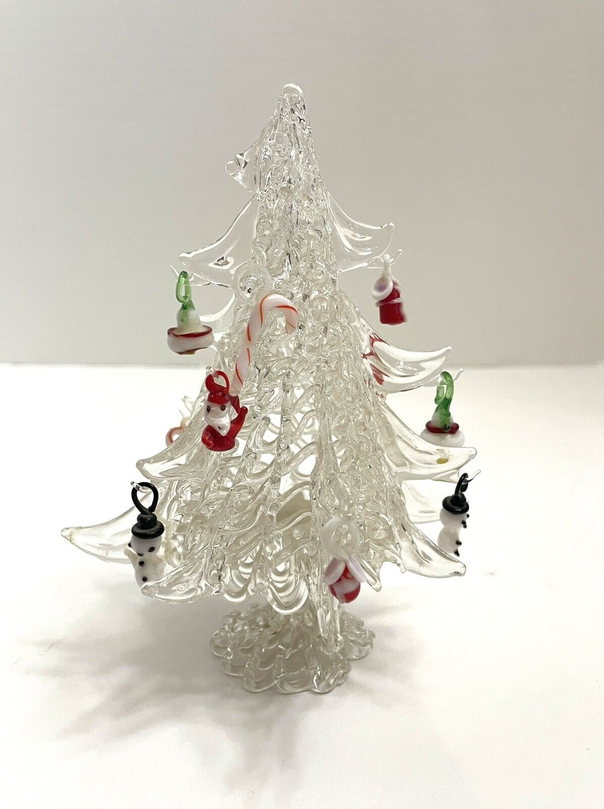 Vintage Spun Art Glass Christmas Tree with Miniature Glass Ornaments