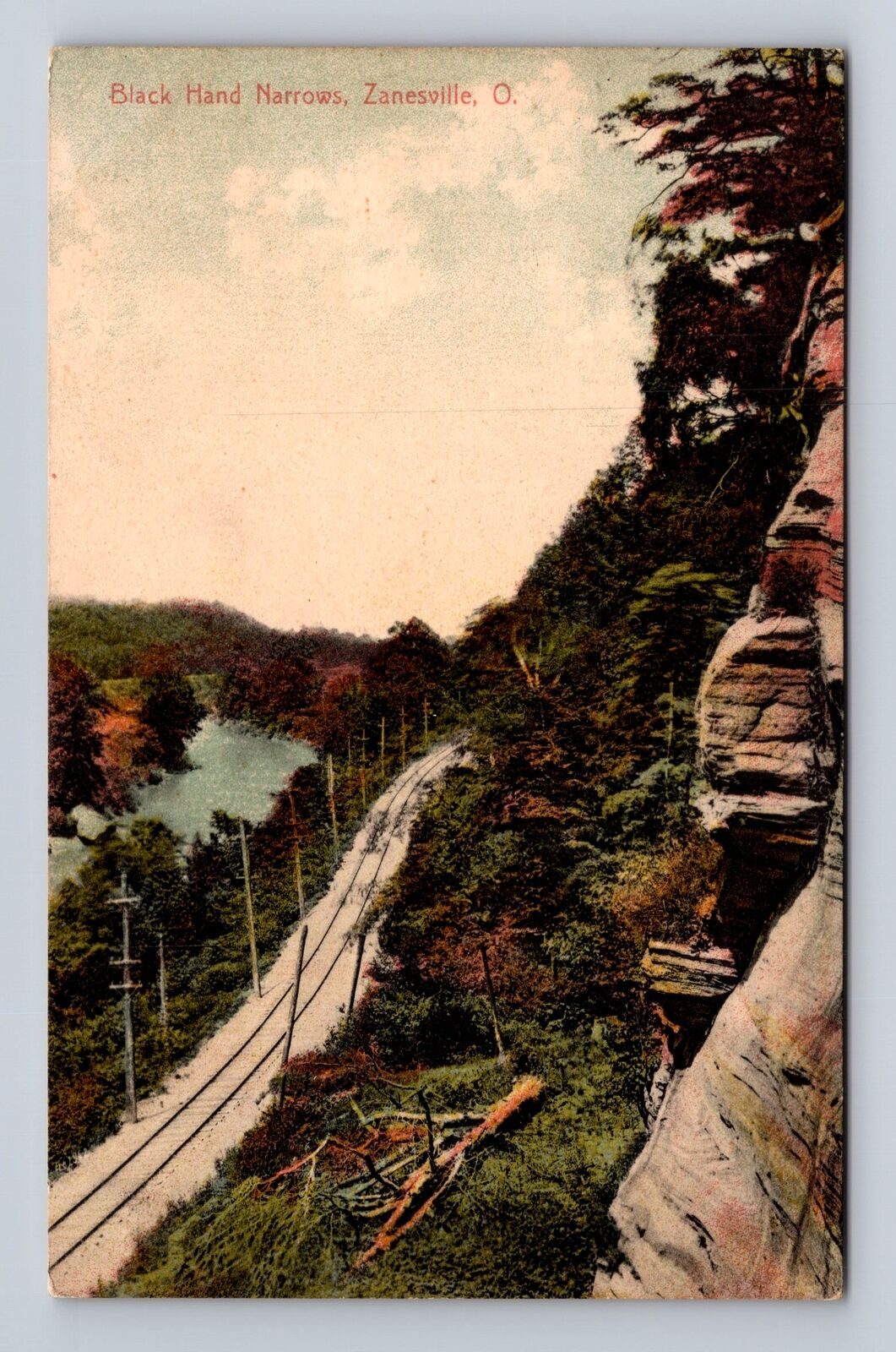 Zanesville OH-Ohio, Black Hand Narrows, Scenic Railway, Vintage c1909 Postcard