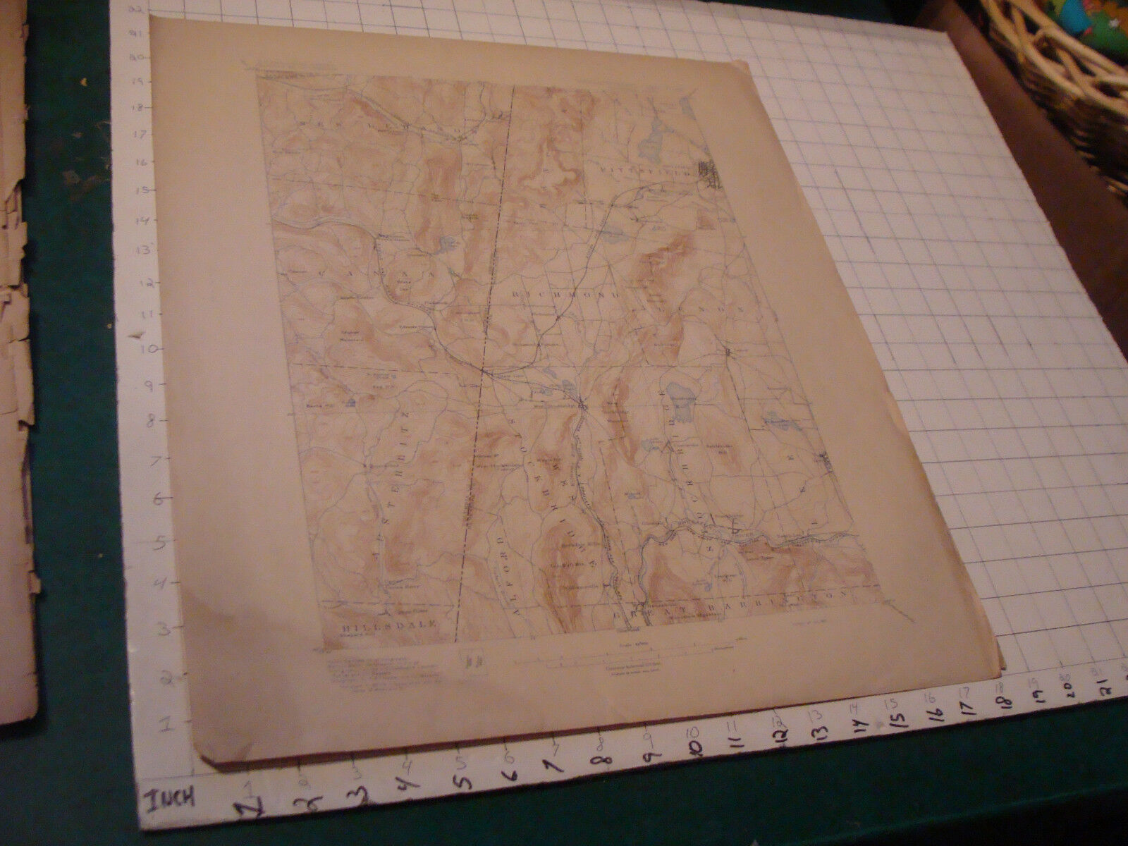 Vintage Original Map:1897 Massachusetts-N.Y. PITTSFIELD Sheet aprox 22 X 18\