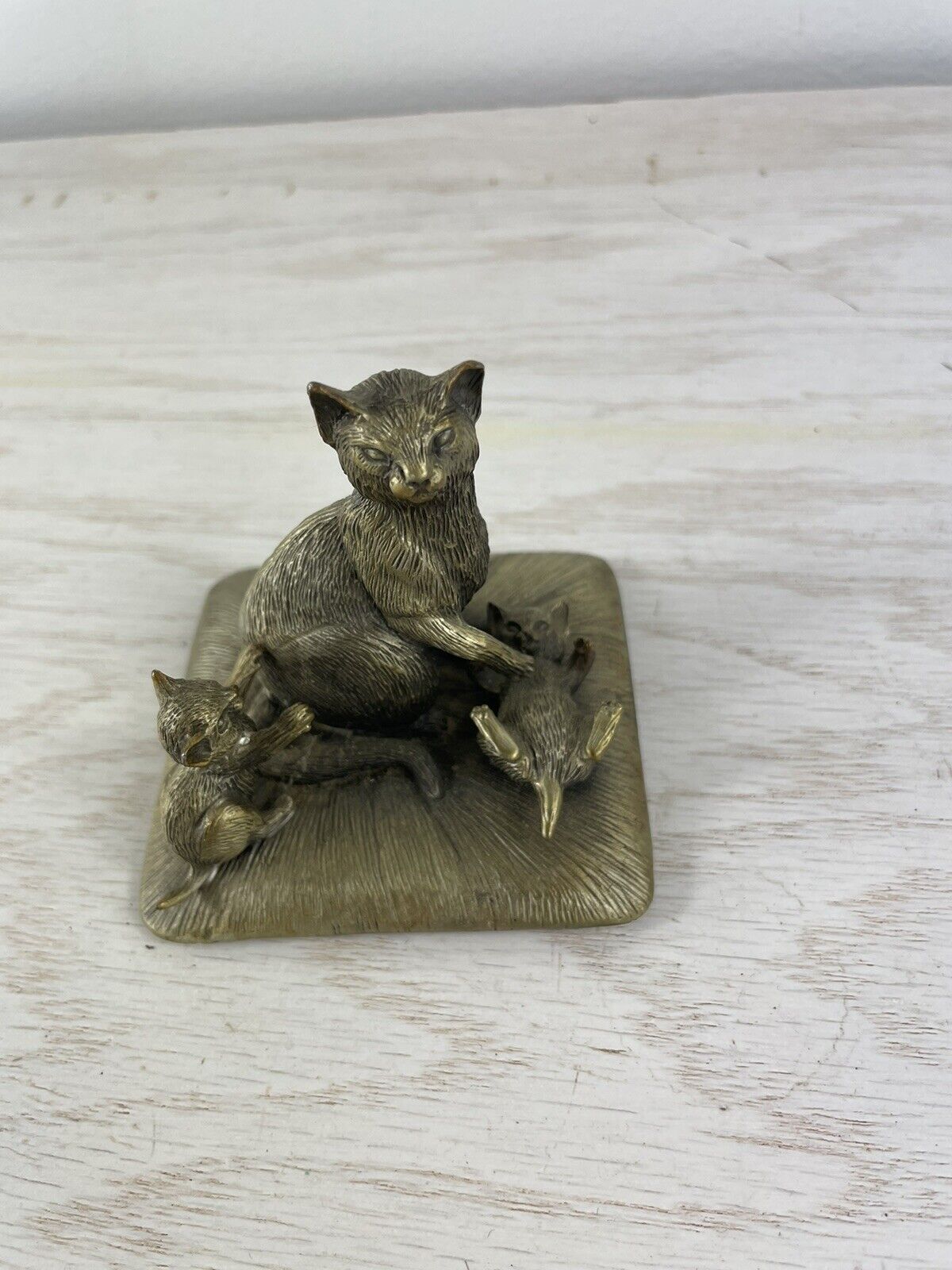 Vintage Hudson Pewter Cat Statue