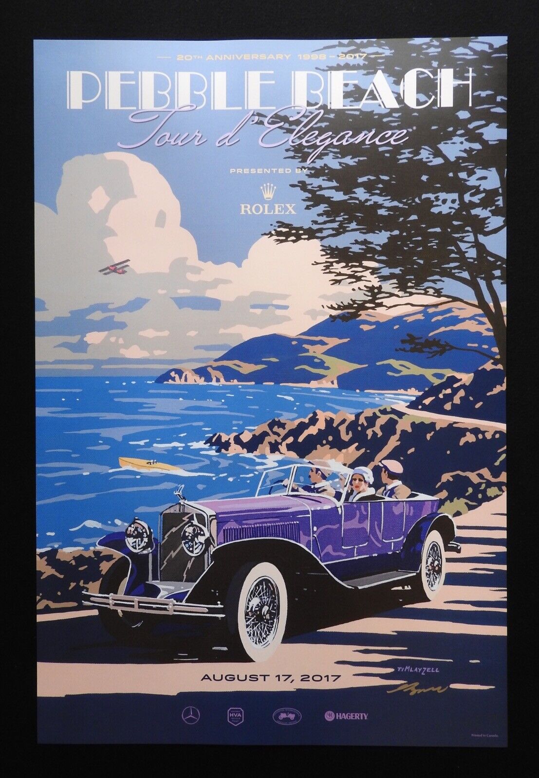 SIGNED 2017 Pebble Beach Concours Tour Poster ISOTTA FRASCHINI Tipo 8 Layzell