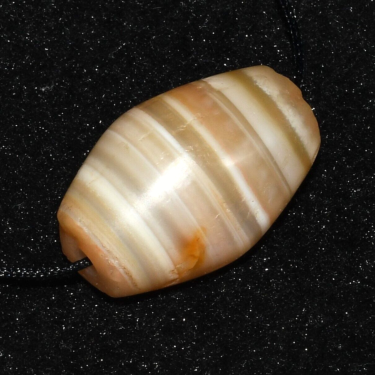 Genuine Ancient Honey Yellow Banded Agate Bead in Good Condition