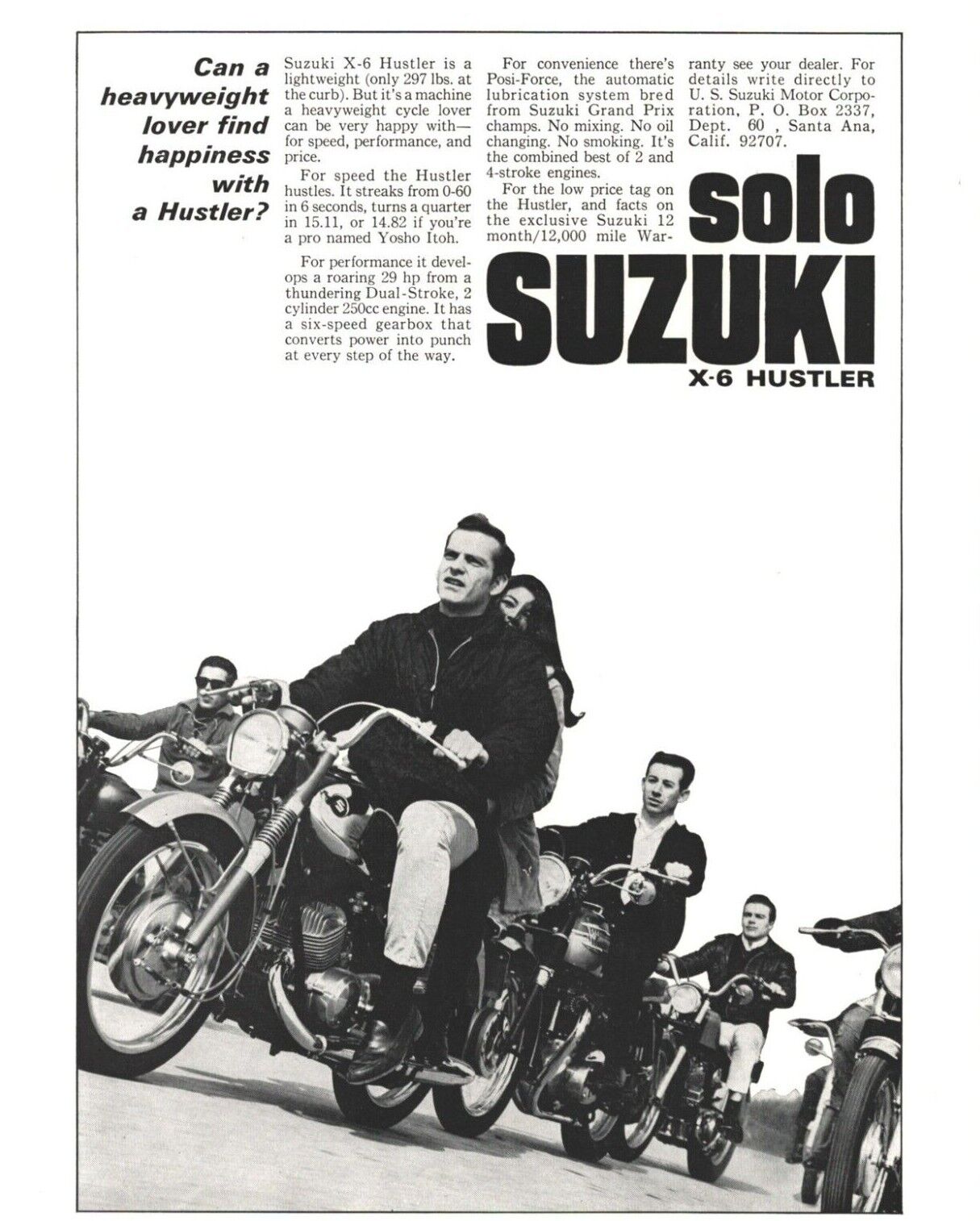 1966 Suzuki X-6 Hustler 250 - Vintage Motorcycle Ad