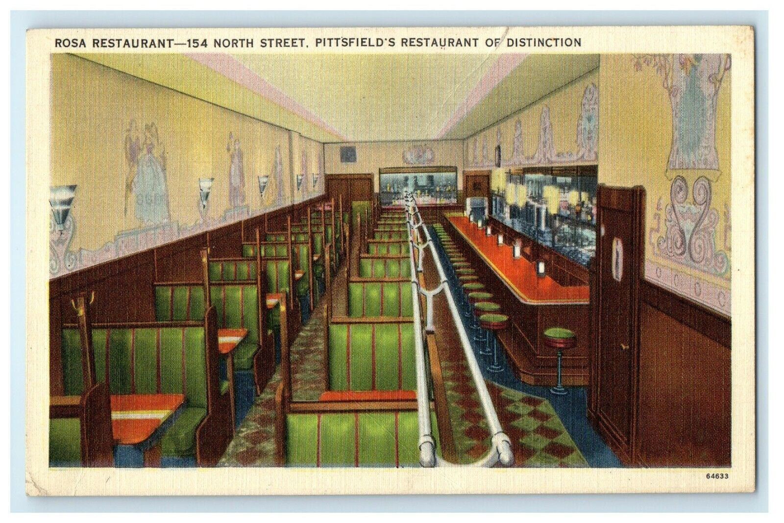 1913 Rosa Restaurant, Pittsfield Massachusetts MA Antique Postcard