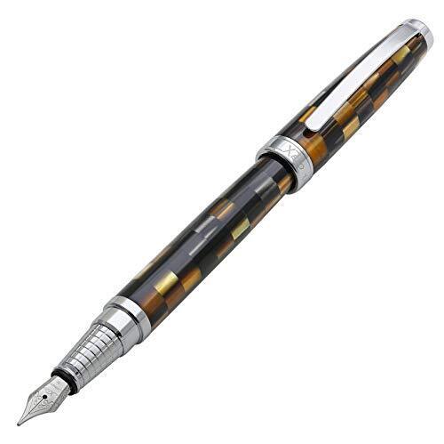 Xezo Urbanite Fountain Pen, Medium Nib. Woody Brown, Tan, Silver, and Black A...