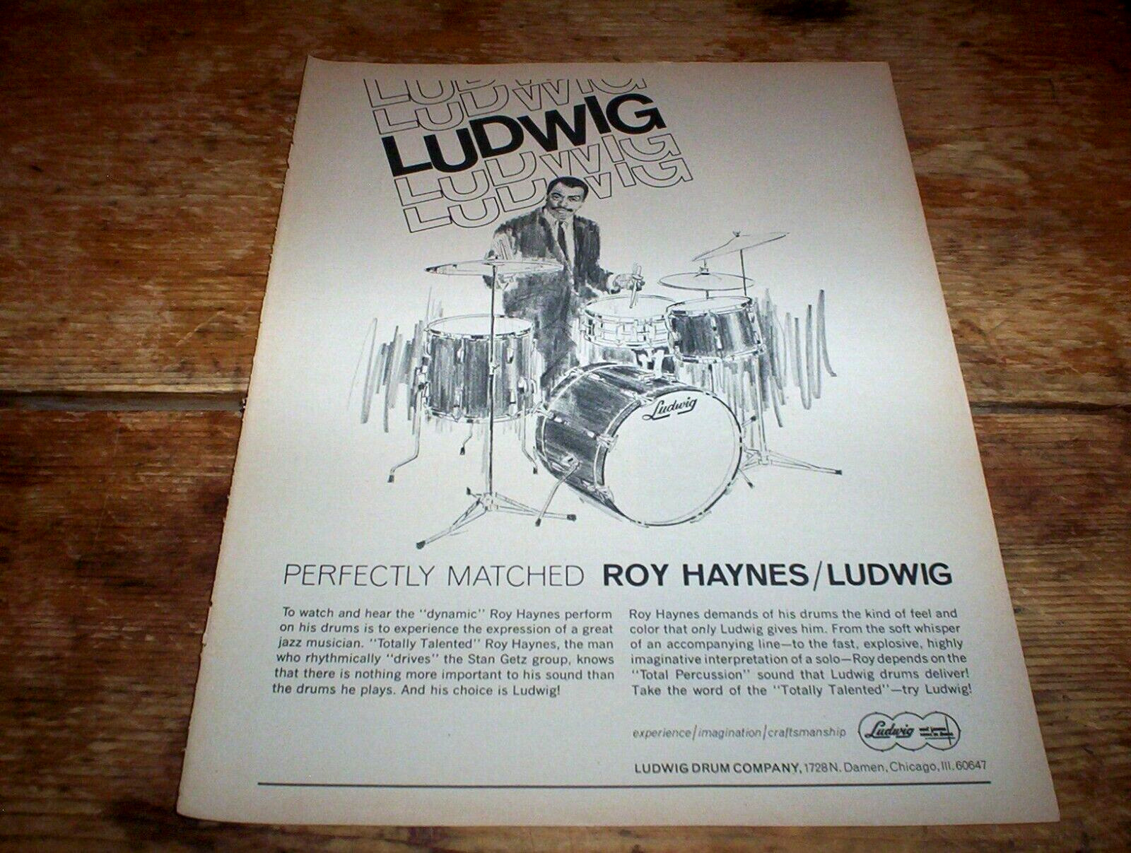 ROY HAYNES ( LUDWIG DRUMS ) 1966 Vintage U.S. Jazz magazine PROMO Ad NM-