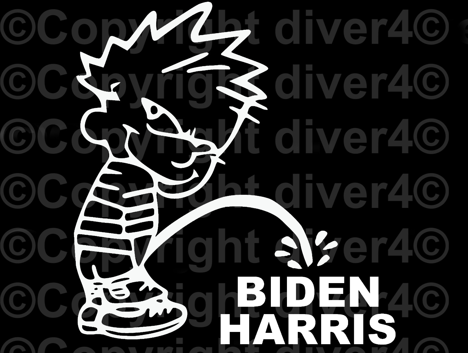 Calvin Peeing on Biden Harris Car Window Bumper Sticker Decal US Seller
