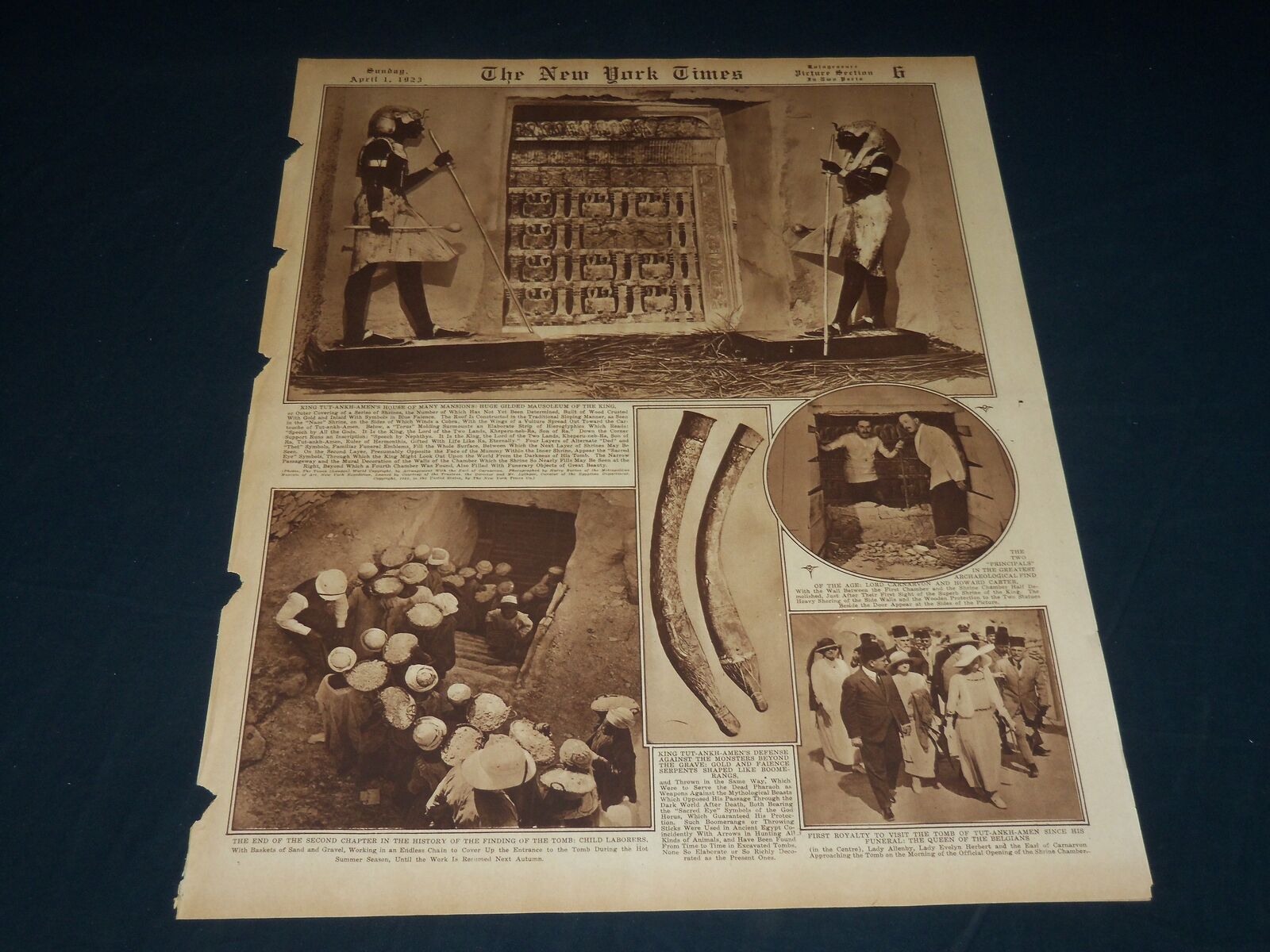 1923 APRIL 1 NEW YORK TIMES PICTURE SECTION - KING TUT-ANKH-AMEN - NT 8886
