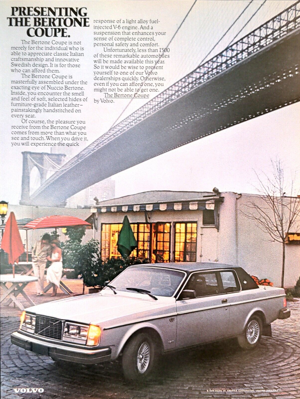 1979 Volvo Bertone Coupe Italian Leather Light Alloy Automobile Vintage Print Ad