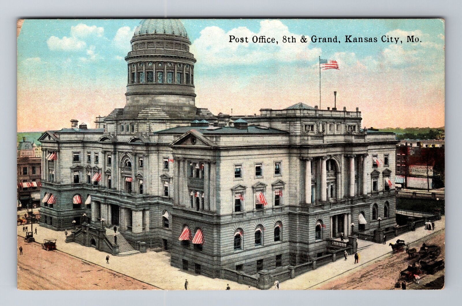 Kansas City MO-Missouri, Aerial United States Post Office, Vintage Postcard