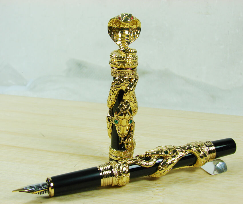 Jinhao Snake Fountain Pen , Luxury Golden Cobra 3D Pattern Collection Gift Pen