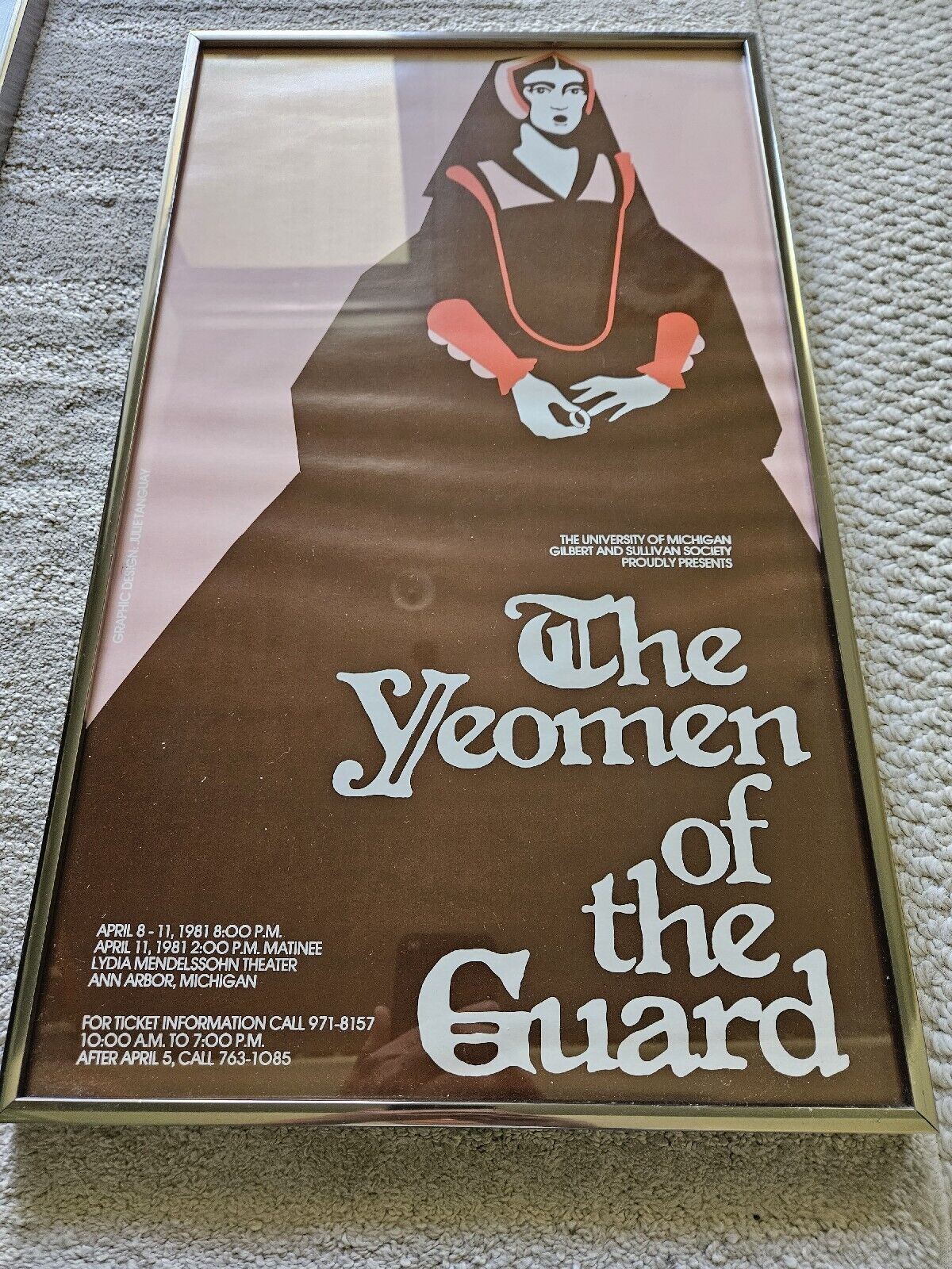 University Of Michigan Theater The Yeomen Of The Guard Poster 1981 Julie Tamguay
