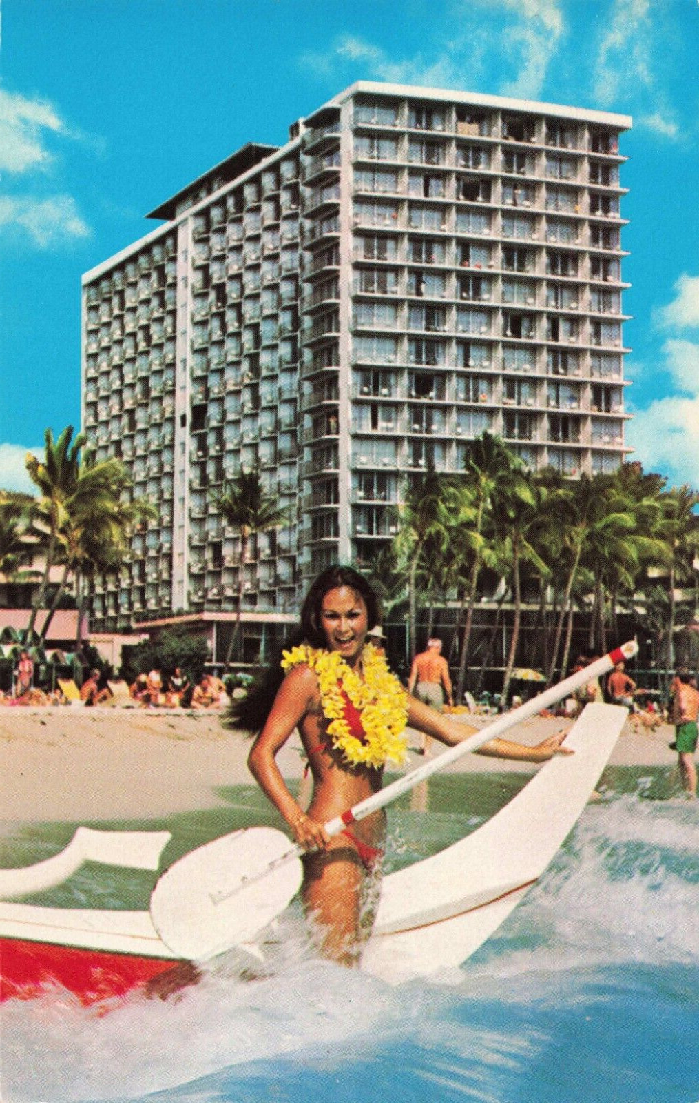 Honolulu Hawaii, Outrigger Hotel Waikiki Beach Pretty Woman, Vintage Postcard