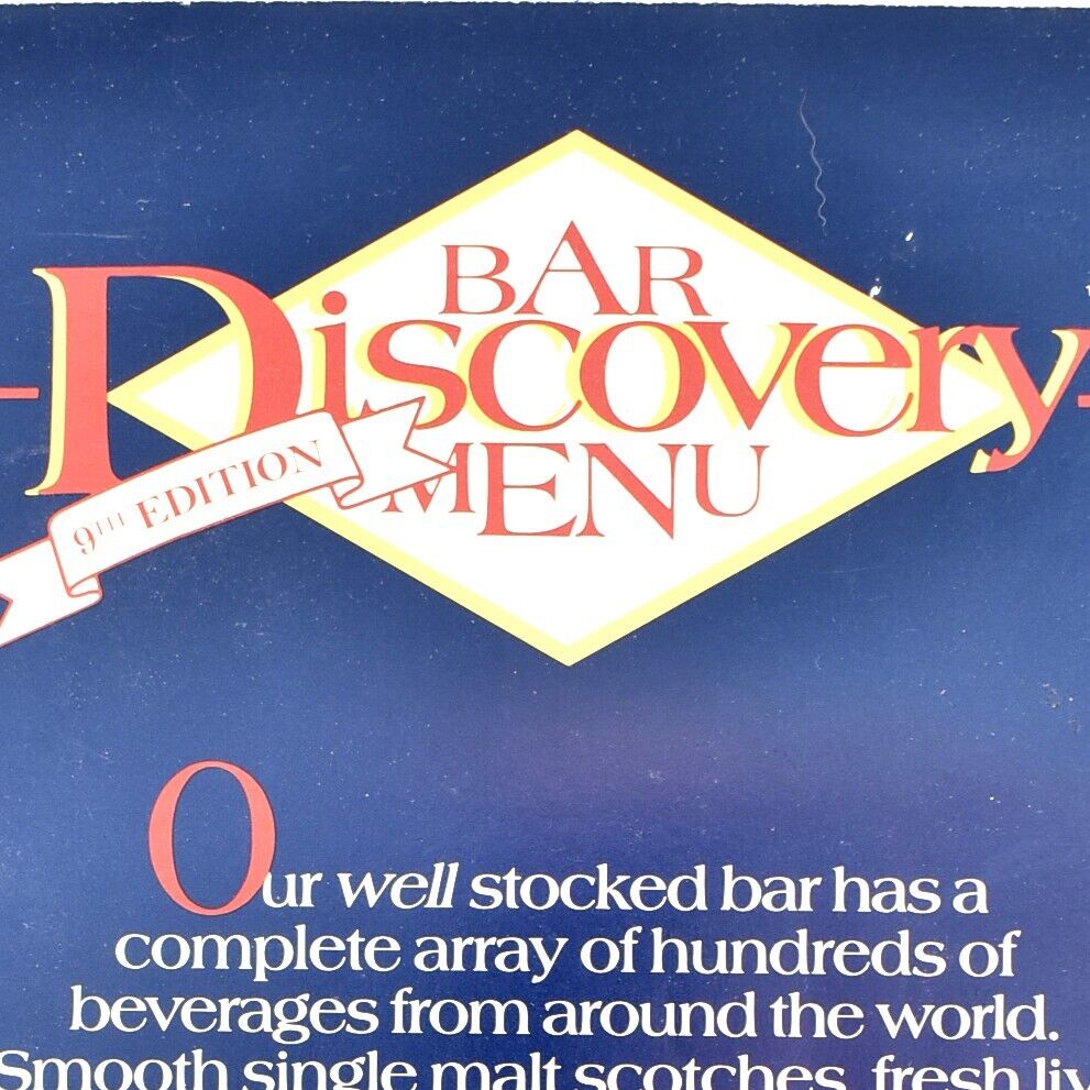 Vintage 1989 Discovery Bar Restaurant Menu Tim Firnstahl Seattle Washington