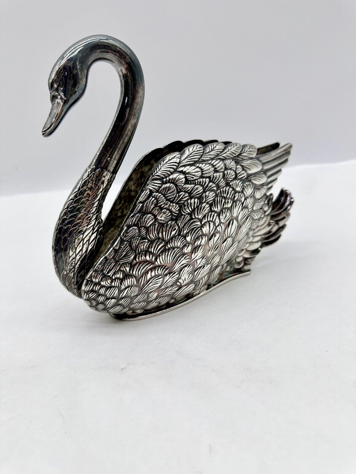Vintage Godinger Silver-Plate Swan Napkin Letter Holder Figurine 6in Cottagecore
