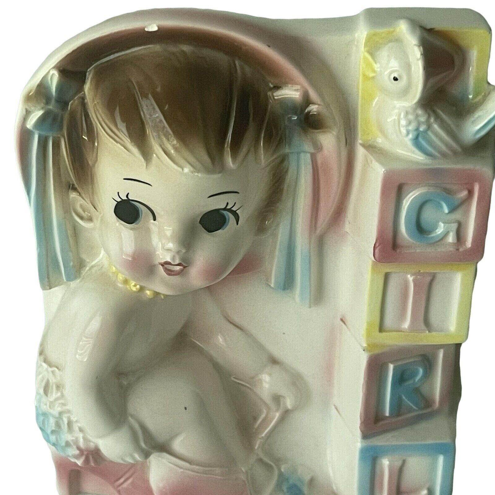 Vintage Rubens 5939 Nursery Planter Dress Up Baby Girl Japan 50s Ceramic FLAWS