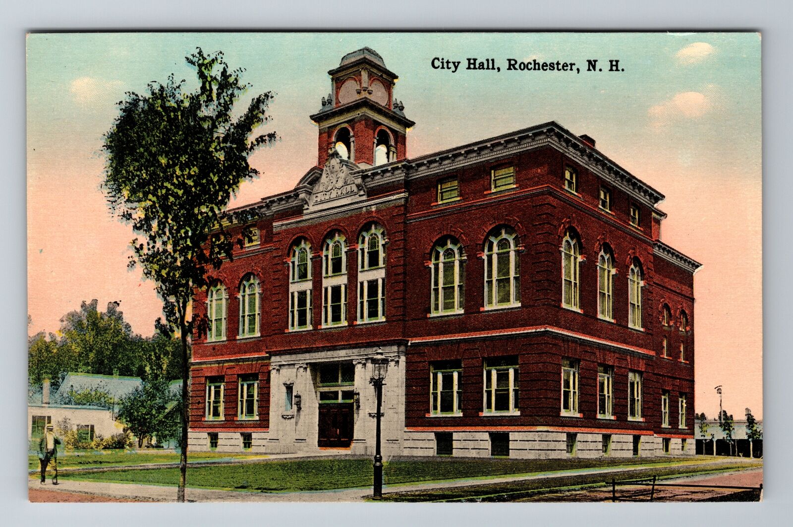 Rochester NH-New Hampshire, City Hall, Antique, Vintage Souvenir Postcard