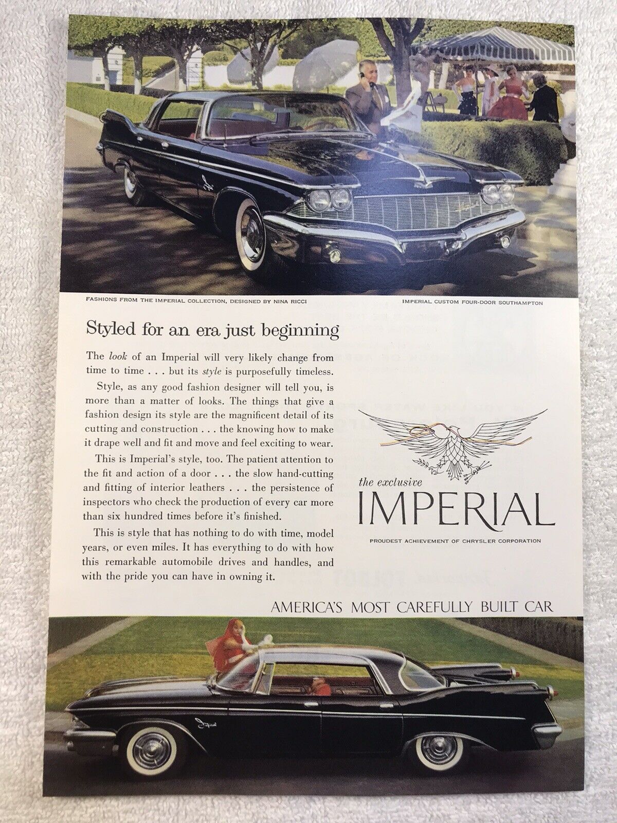 1960 Chrysler Imperial Vintage Print Full Page Color Ad Original 